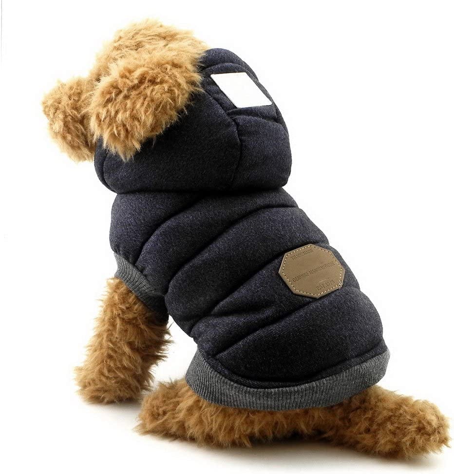 SELMAI Fleece Dog Hoodie Winter Coat for Small Boy Dog Cat Puppy Cotton Hooded Jacket Chihuahua Clothes Girl Boy Yorkie Pet Walking Outdoor Black S Animals & Pet Supplies > Pet Supplies > Dog Supplies > Dog Apparel SELMAI Blue 1 s