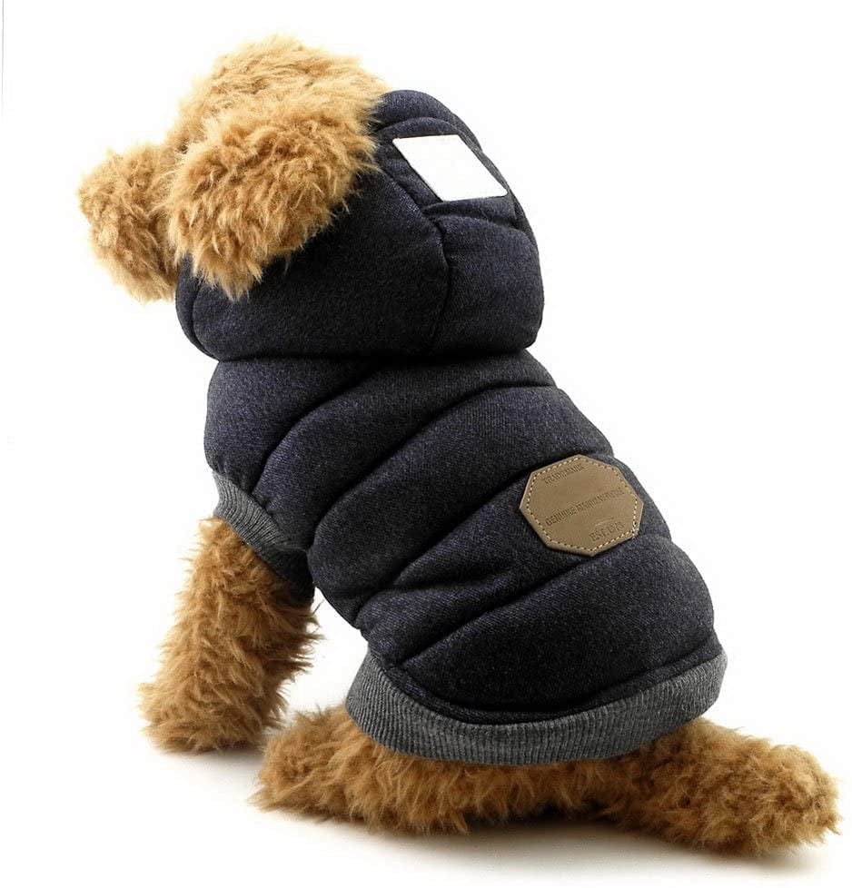 SELMAI Fleece Dog Hoodie Winter Coat for Small Boy Dog Cat Puppy Cotton Hooded Jacket Chihuahua Clothes Girl Boy Yorkie Pet Walking Outdoor Black S Animals & Pet Supplies > Pet Supplies > Dog Supplies > Dog Apparel SELMAI Blue 1 XXL