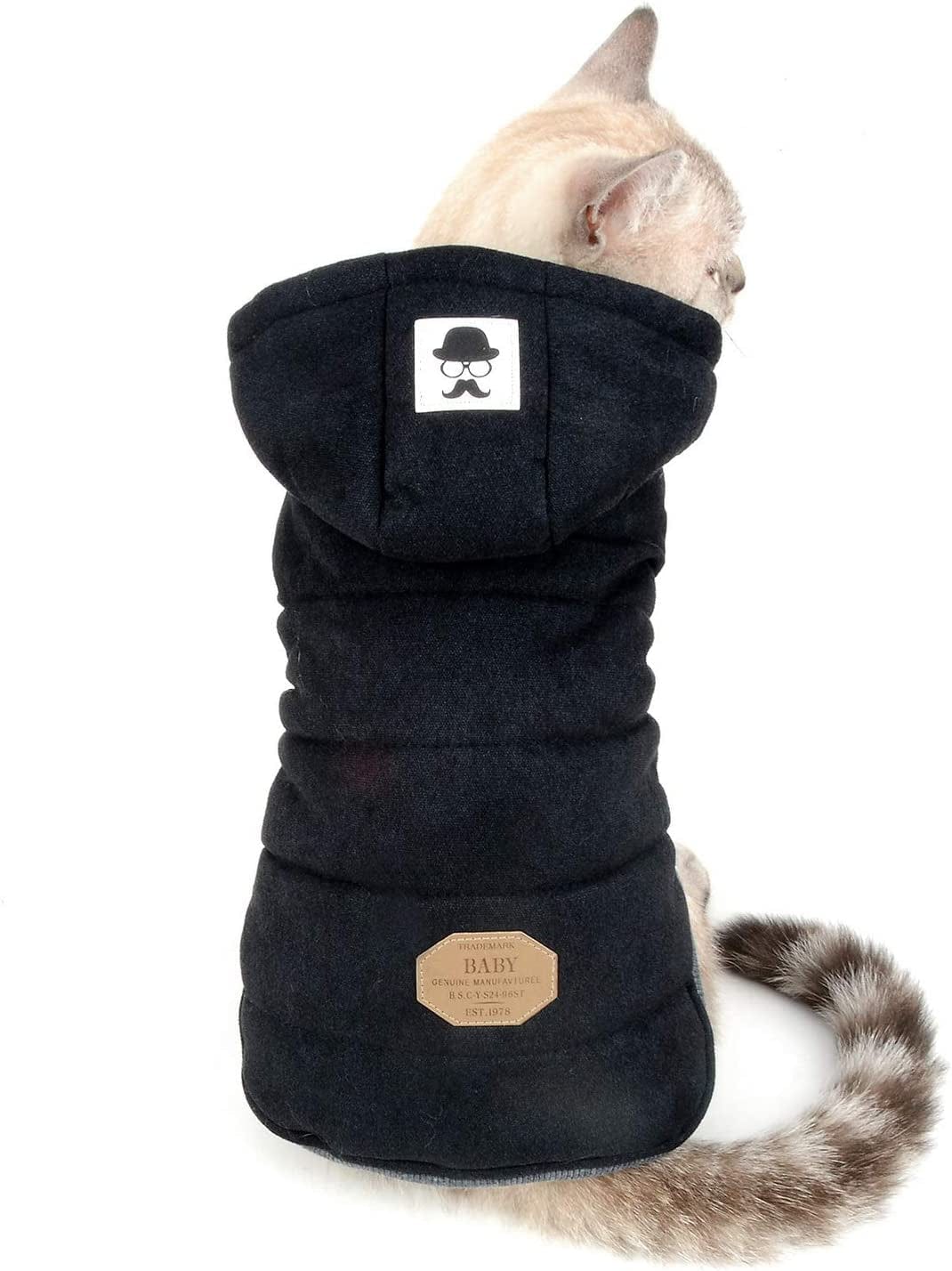 SELMAI Fleece Dog Hoodie Winter Coat for Small Boy Dog Cat Puppy Cotton Hooded Jacket Chihuahua Clothes Girl Boy Yorkie Pet Walking Outdoor Black S Animals & Pet Supplies > Pet Supplies > Dog Supplies > Dog Apparel SELMAI Black 1 Large (Pack of 1)