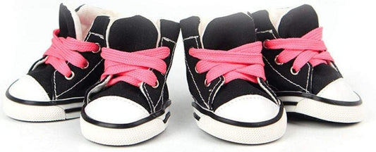 SENERY Pet Canvas Boots Candy Color Puppy Nonslip Causal Dog Shoes Lace up Outdoor Booties Sneaker Paw Protector Animals & Pet Supplies > Pet Supplies > Dog Supplies > Dog Apparel SENERY Black size 5 