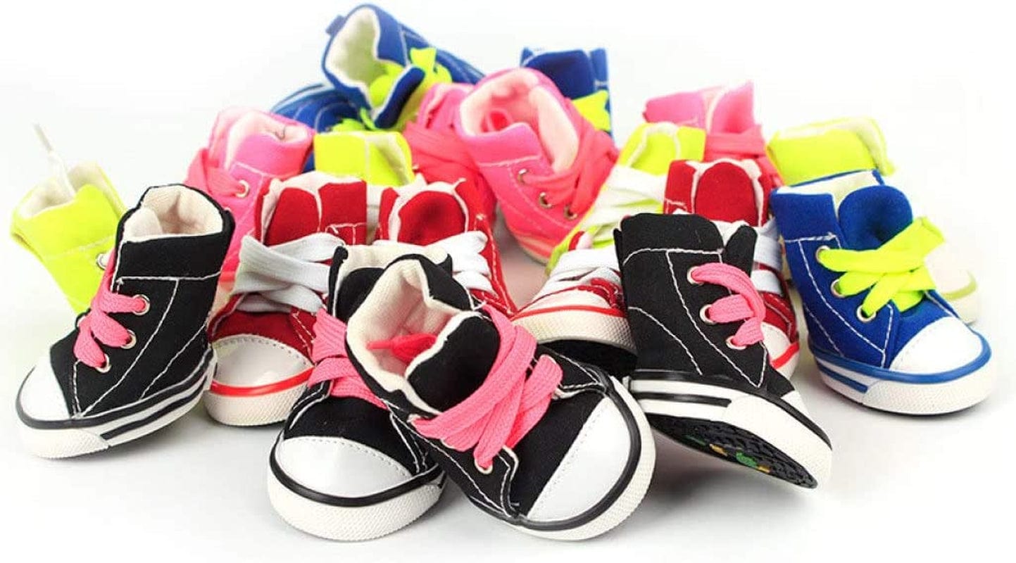 SENERY Pet Canvas Boots Candy Color Puppy Nonslip Causal Dog Shoes Lace up Outdoor Booties Sneaker Paw Protector Animals & Pet Supplies > Pet Supplies > Dog Supplies > Dog Apparel SENERY   