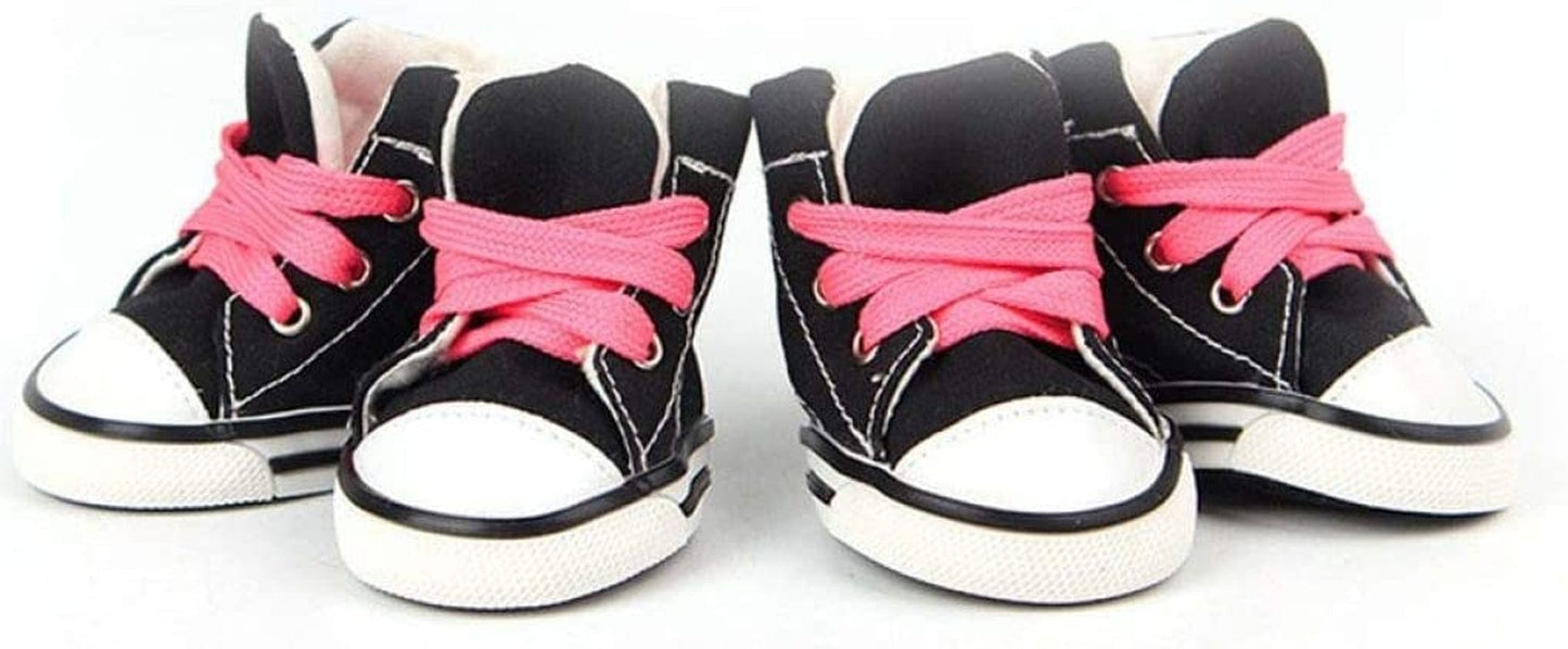 SENERY Pet Canvas Boots Candy Color Puppy Nonslip Causal Dog Shoes Lace up Outdoor Booties Sneaker Paw Protector Animals & Pet Supplies > Pet Supplies > Dog Supplies > Dog Apparel SENERY Black size 4 