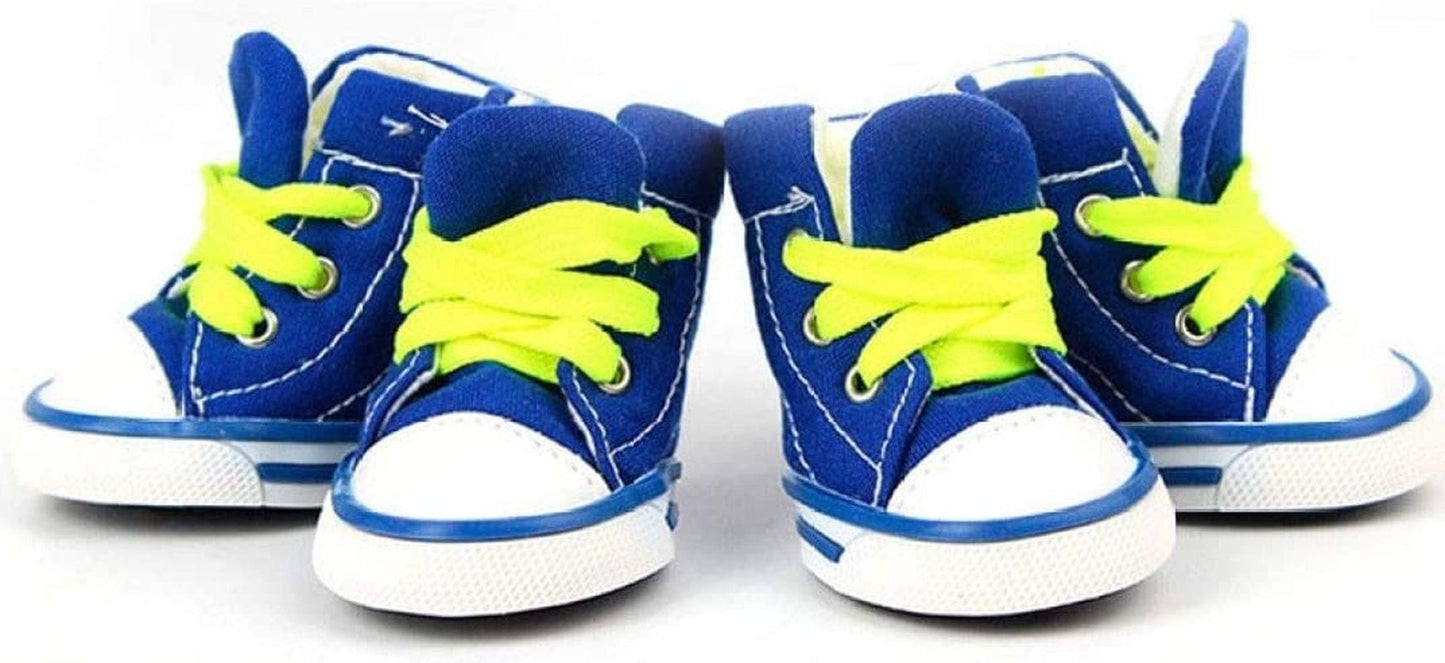 SENERY Pet Canvas Boots Candy Color Puppy Nonslip Causal Dog Shoes Lace up Outdoor Booties Sneaker Paw Protector Animals & Pet Supplies > Pet Supplies > Dog Supplies > Dog Apparel SENERY Blue size 2 