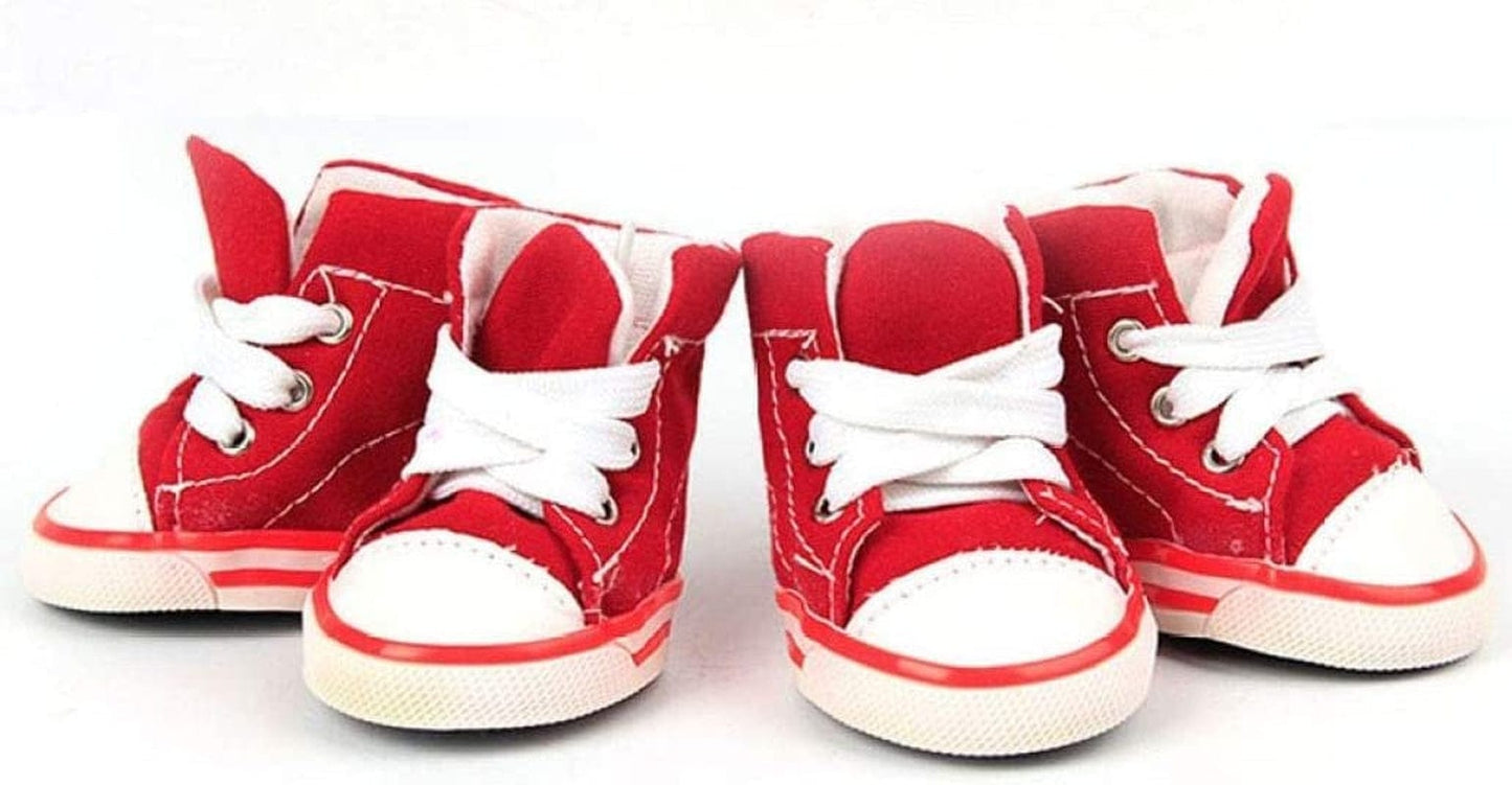 SENERY Pet Canvas Boots Candy Color Puppy Nonslip Causal Dog Shoes Lace up Outdoor Booties Sneaker Paw Protector Animals & Pet Supplies > Pet Supplies > Dog Supplies > Dog Apparel SENERY Red size 3 