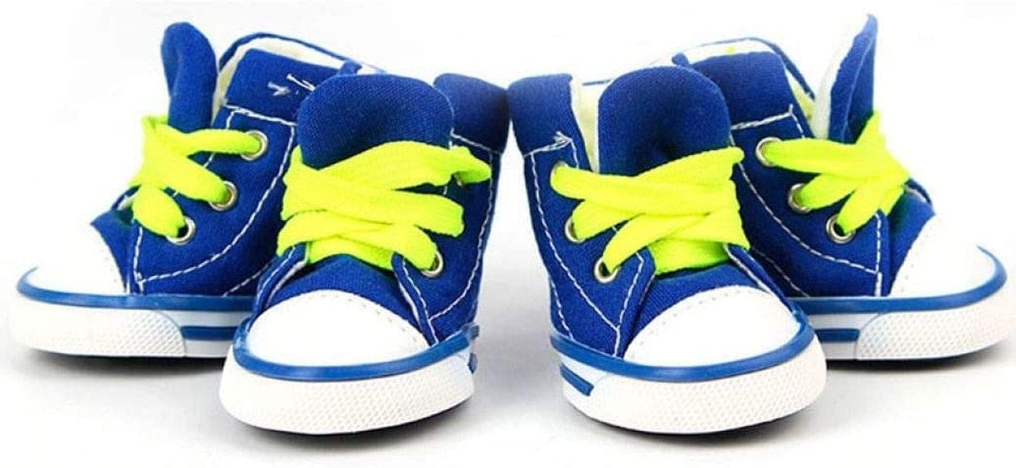 SENERY Pet Canvas Boots Candy Color Puppy Nonslip Causal Dog Shoes Lace up Outdoor Booties Sneaker Paw Protector Animals & Pet Supplies > Pet Supplies > Dog Supplies > Dog Apparel SENERY Blue size 3 