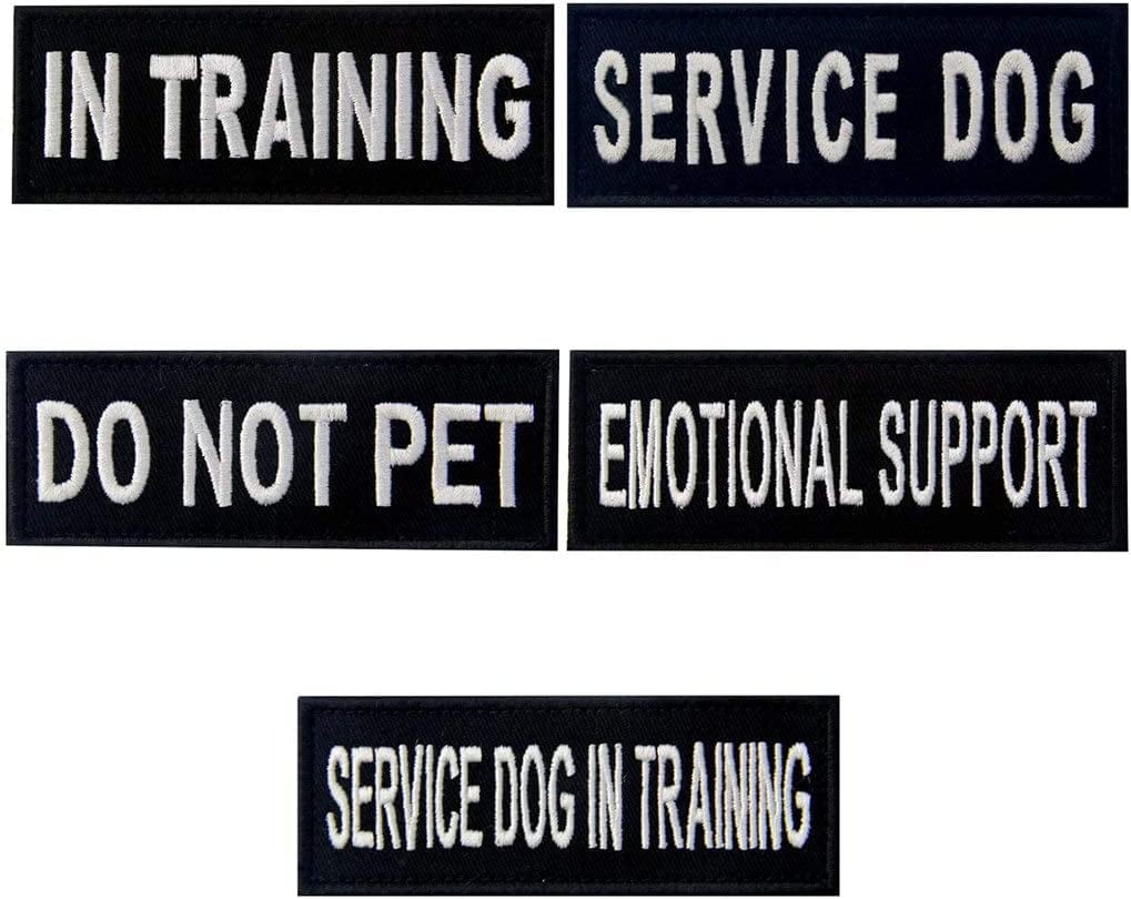 Service Dog Do Not Pet in Training Emotional Support Vest / Harnesses Morale Tactical Patch Embroidered Badge Fastener Hook & Loop Emblem, 1.5 X 4 Inch, 5 Pcs Animals & Pet Supplies > Pet Supplies > Dog Supplies > Dog Apparel TailWag Planet   