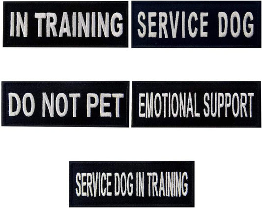 Service Dog Do Not Pet in Training Emotional Support Vest / Harnesses Morale Tactical Patch Embroidered Badge Fastener Hook & Loop Emblem, 1.5 X 4 Inch, 5 Pcs Animals & Pet Supplies > Pet Supplies > Dog Supplies > Dog Apparel TailWag Planet   