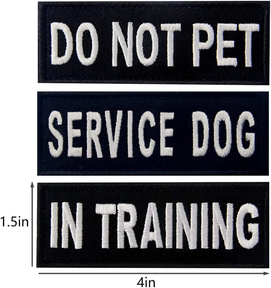 Service Dog Stop No Touch Talk Eye Contact Do Not Pet Working Ignore Me  Vest/Harnesses Morale Tactical Patch Embroidered Badge Fastener Hook & Loop