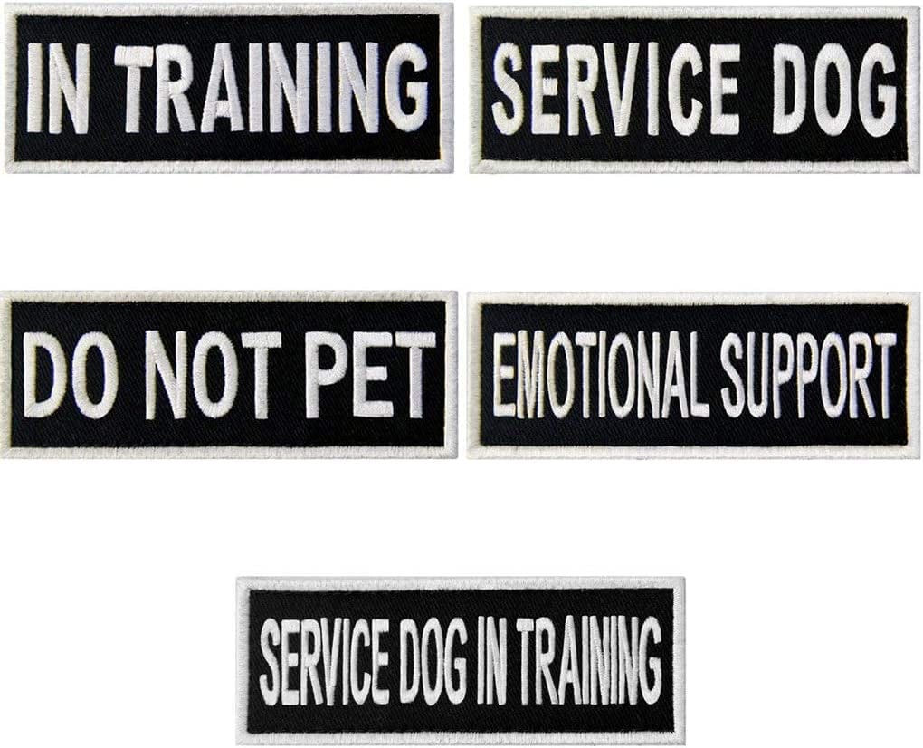 Service Dog in Training Do Not Pet Emotional Support Vest / Harnesses Morale Tactical Patch Embroidered Badge Fastener Hook & Loop Emblem, 1.5 X 4 Inch, 5 Pcs Animals & Pet Supplies > Pet Supplies > Dog Supplies > Dog Apparel TailWag Planet   