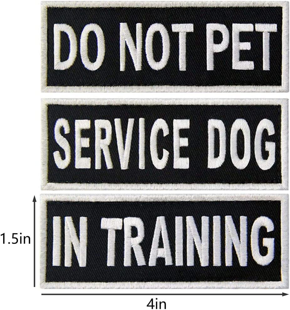 Service Dog in Training Do Not Pet Emotional Support Vest / Harnesses Morale Tactical Patch Embroidered Badge Fastener Hook & Loop Emblem, 1.5 X 4 Inch, 5 Pcs Animals & Pet Supplies > Pet Supplies > Dog Supplies > Dog Apparel TailWag Planet   