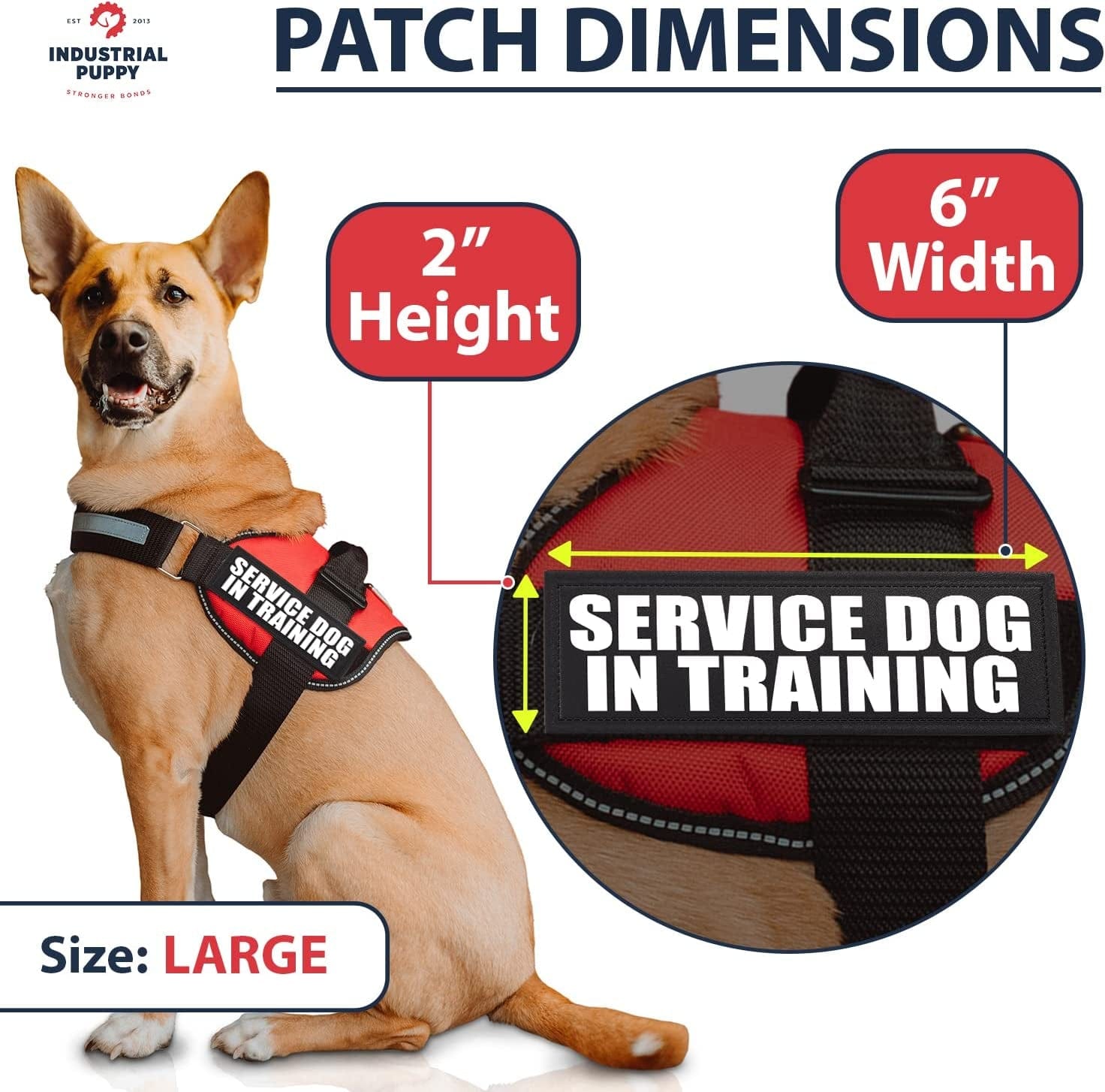 Service Dog in Training Patch with Hook Back and Reflective Lettering for Service Dog in Training Vests (Service Dog in Training, Large - 2" X 6") Animals & Pet Supplies > Pet Supplies > Dog Supplies > Dog Apparel Industrial Puppy   