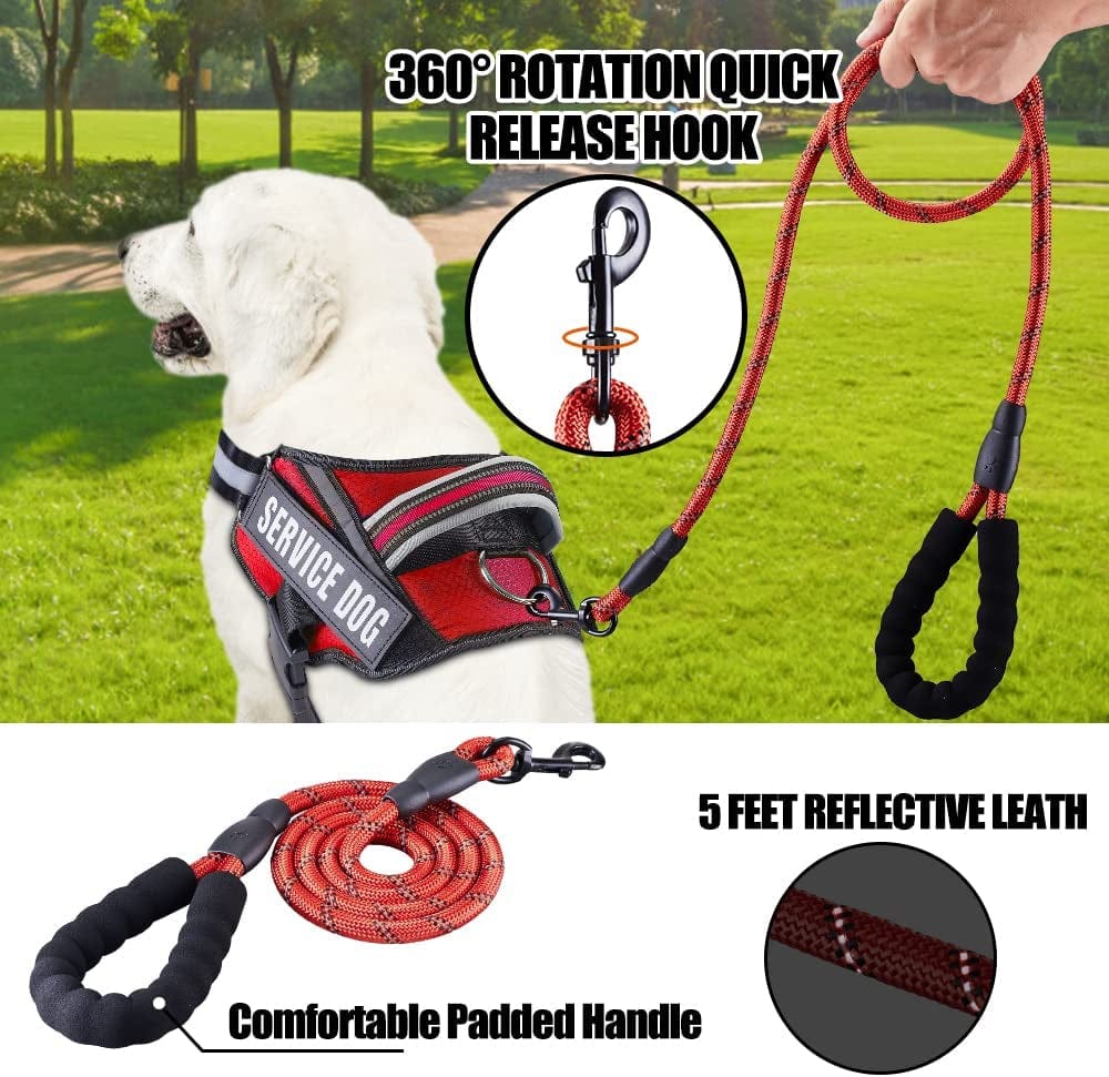 Service Dog Vest Harness and Leash Set, Animire in Training Dog Harness with 8 Dog Patches, Reflective Dog Leash with Soft Padded Handle for Small, Medium, Large, and Extra-Large Dogs Animals & Pet Supplies > Pet Supplies > Dog Supplies > Dog Apparel Animire   