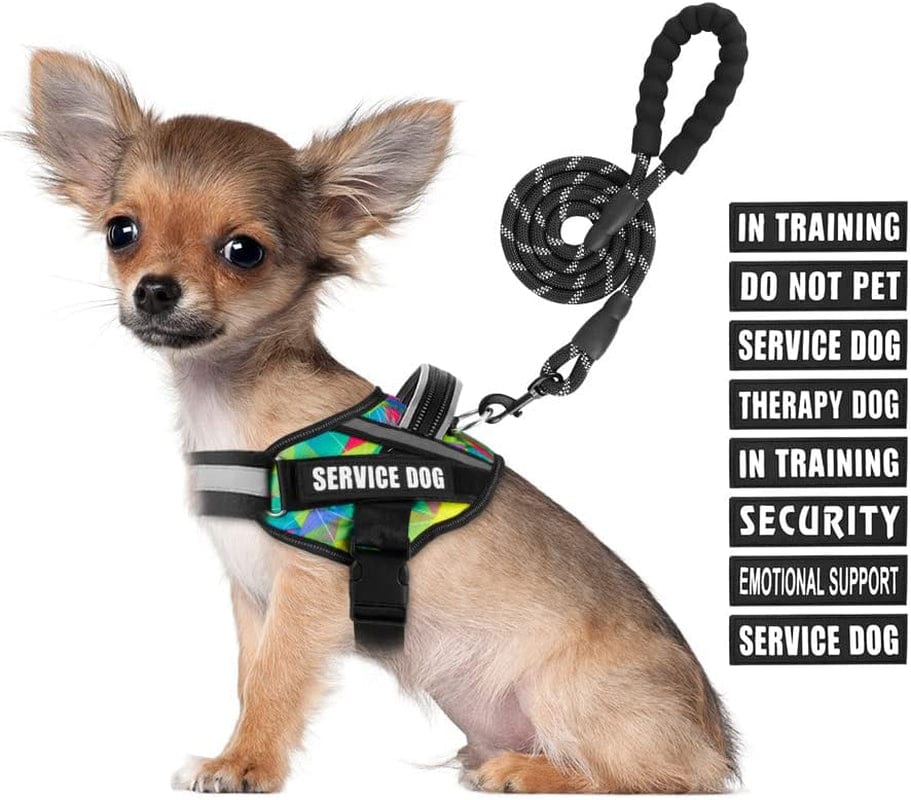 Service Dog Vest Harness and Leash Set, Animire in Training Dog Harness with 8 Dog Patches, Reflective Dog Leash with Soft Padded Handle for Small, Medium, Large, and Extra-Large Dogs Animals & Pet Supplies > Pet Supplies > Dog Supplies > Dog Apparel Animire Multi-Colored S 