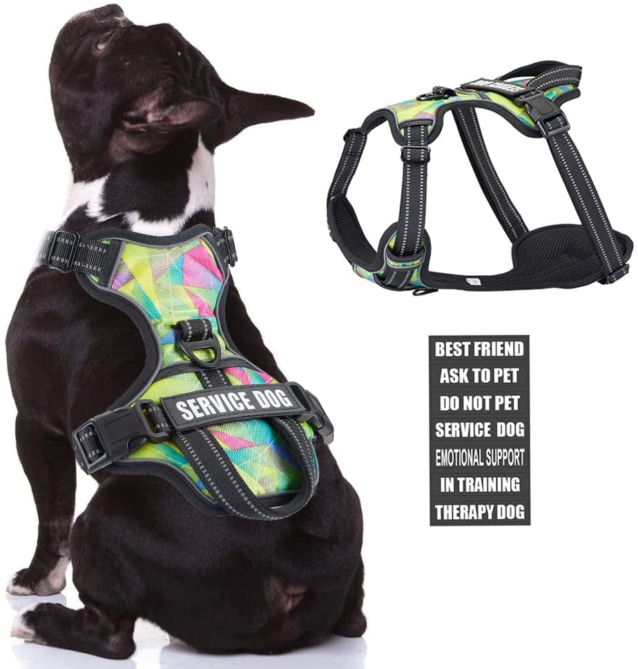 Service Dog Vest Harness, Animire No Pull Dog Harness with 7 Dog Patches, Reflective Pet Harness with Durable Soft Padded Handle for Training Small, Medium, Large, and Extra-Large Dogs(Pink,Small) Animals & Pet Supplies > Pet Supplies > Dog Supplies > Dog Apparel Animire Multi-colored Medium 