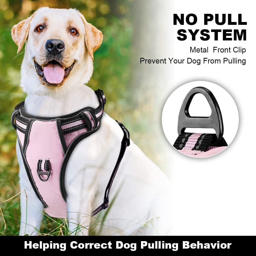 Service Dog Vest Harness, Animire No Pull Dog Harness with 7 Dog Patches, Reflective Pet Harness with Durable Soft Padded Handle for Training Small, Medium, Large, and Extra-Large Dogs(Pink,Small) Animals & Pet Supplies > Pet Supplies > Dog Supplies > Dog Apparel Animire   