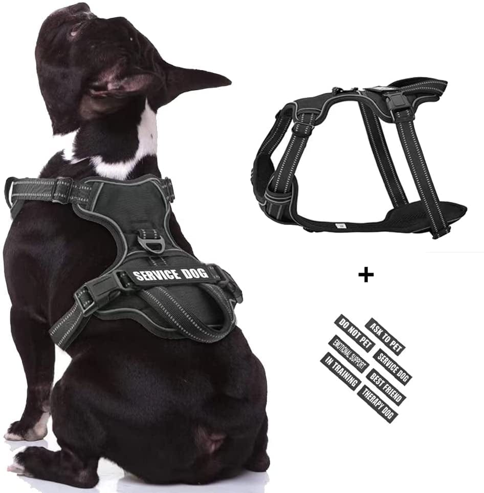 Service Dog Vest Harness, Animire No Pull Dog Harness with 7 Dog Patches, Reflective Pet Harness with Durable Soft Padded Handle for Training Small, Medium, Large, and Extra-Large Dogs(Pink,Small) Animals & Pet Supplies > Pet Supplies > Dog Supplies > Dog Apparel Animire Black Medium 