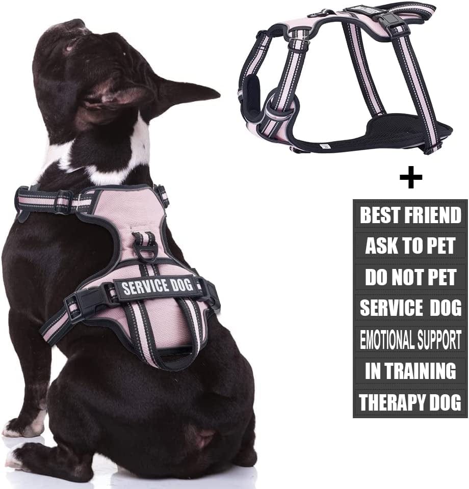 Service Dog Vest Harness, Animire No Pull Dog Harness with 7 Dog Patches, Reflective Pet Harness with Durable Soft Padded Handle for Training Small, Medium, Large, and Extra-Large Dogs(Pink,Small) Animals & Pet Supplies > Pet Supplies > Dog Supplies > Dog Apparel Animire Pink Medium 