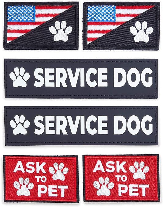 Service Dog Vest Patches, Ask to Pet Patch Set in 3 Designs (6 Pack) Animals & Pet Supplies > Pet Supplies > Dog Supplies > Dog Apparel Juvo Plus   