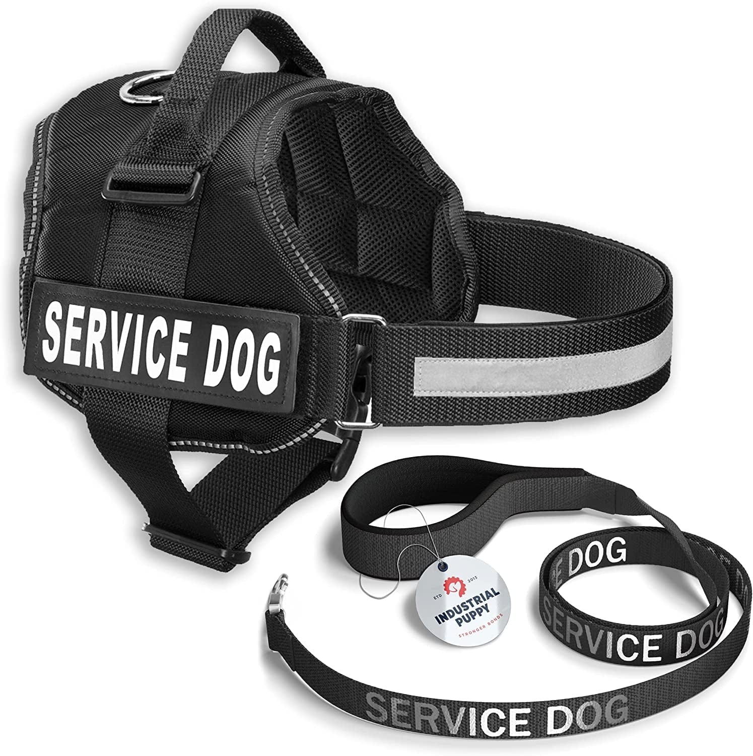 Service Dog Vest with Hook and Loop Straps & Matching Service Dog Leash Set - Harnesses from XXS to XXL - Service Dog Harness Features Reflective Patch and Comfortable Mesh Design (Pink, XS) Animals & Pet Supplies > Pet Supplies > Dog Supplies > Dog Apparel Industrial Puppy Black XL, Fits Girth 30-39" 