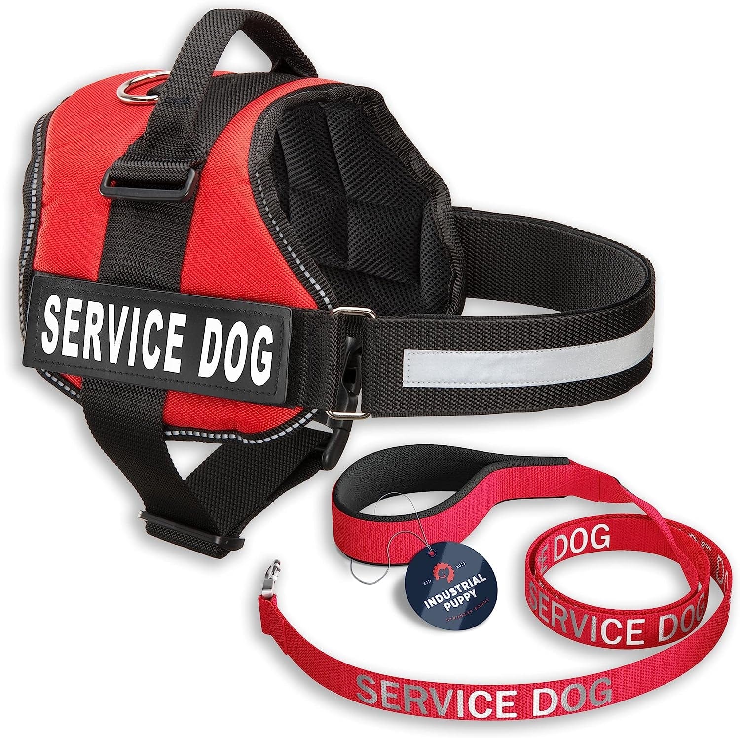 Service Dog Vest with Hook and Loop Straps & Matching Service Dog Leash Set - Harnesses from XXS to XXL - Service Dog Harness Features Reflective Patch and Comfortable Mesh Design (Pink, XS) Animals & Pet Supplies > Pet Supplies > Dog Supplies > Dog Apparel Industrial Puppy Bright Red Medium, Fits Girth 26-29" 