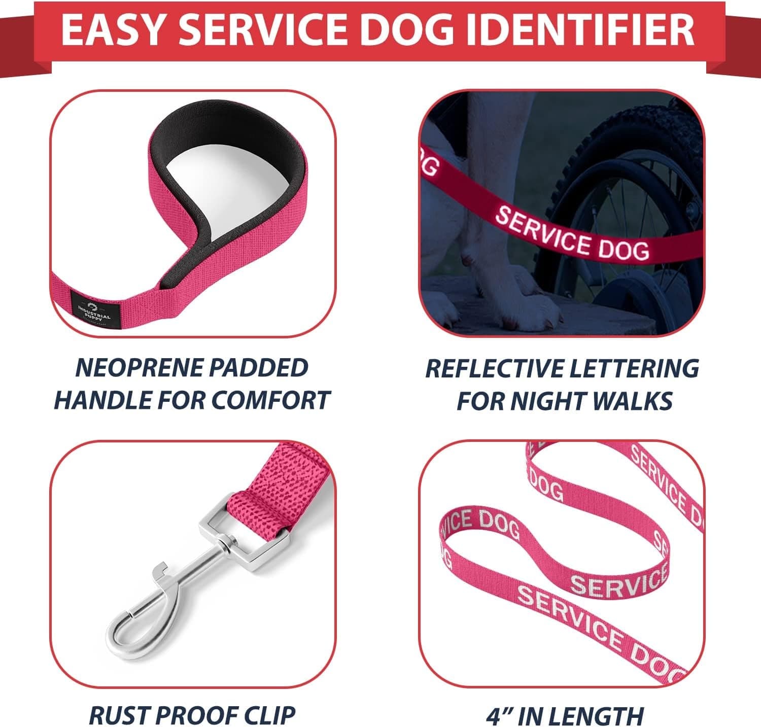 Service Dog Vest with Hook and Loop Straps & Matching Service Dog Leash Set - Harnesses from XXS to XXL - Service Dog Harness Features Reflective Patch and Comfortable Mesh Design (Pink, XS) Animals & Pet Supplies > Pet Supplies > Dog Supplies > Dog Apparel Industrial Puppy   