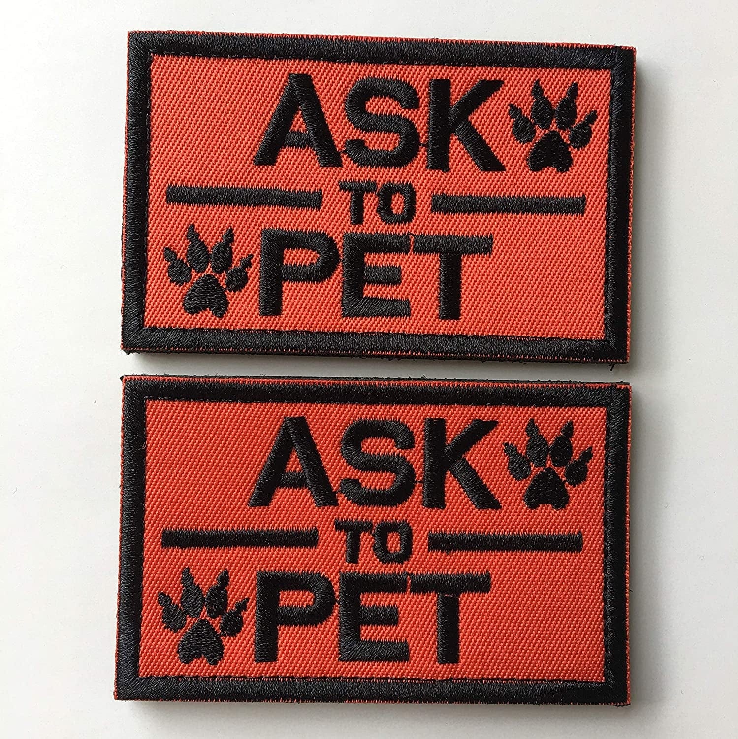 Set of 2 Service Dog/Ask to Pet Embroidered Tactical Patch Badge for Dog Pet Tactical K9 Harness Vest (Ask to Pet Orange) Animals & Pet Supplies > Pet Supplies > Dog Supplies > Dog Apparel Xunqian   