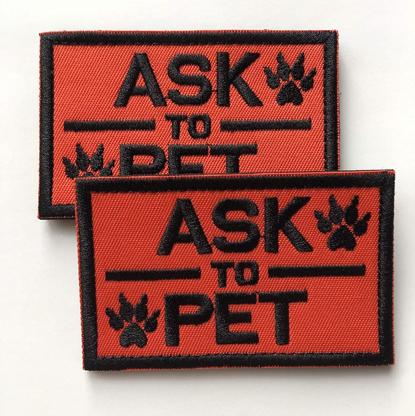 Set of 2 Service Dog/Ask to Pet Embroidered Tactical Patch Badge for Dog Pet Tactical K9 Harness Vest (Ask to Pet Orange) Animals & Pet Supplies > Pet Supplies > Dog Supplies > Dog Apparel Xunqian   