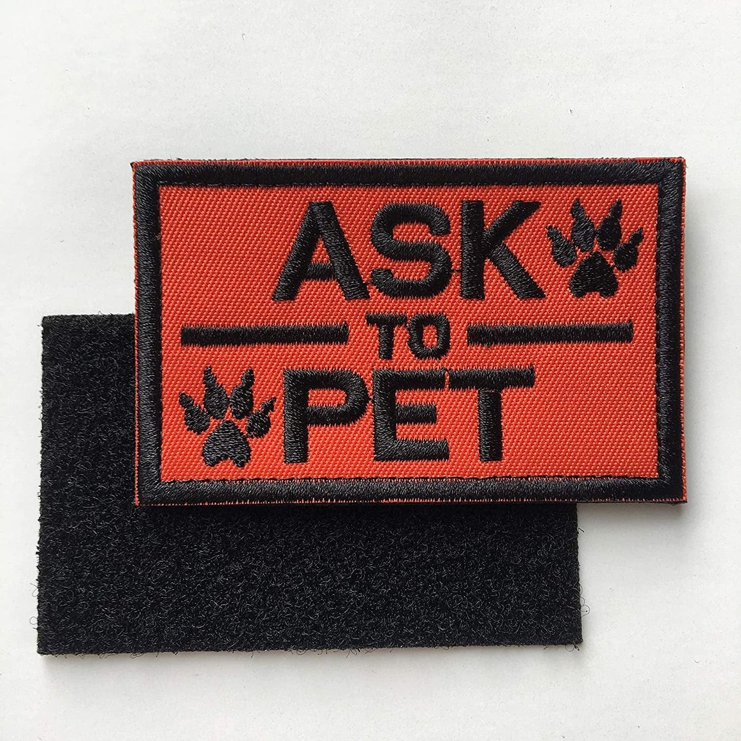 Set of 2 Service Dog/Ask to Pet Embroidered Tactical Patch Badge for Dog Pet Tactical K9 Harness Vest (Ask to Pet Orange) Animals & Pet Supplies > Pet Supplies > Dog Supplies > Dog Apparel Xunqian   