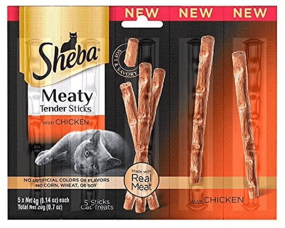 Sheba Meaty Tender Sticks 2 (5 Count) Tuna Sticks, 2 (5 Count) Salmon Sticks, and 2 (5 Count) Chicken Sticks, 30 Sticks Animals & Pet Supplies > Pet Supplies > Cat Supplies > Cat Treats MK & Company   