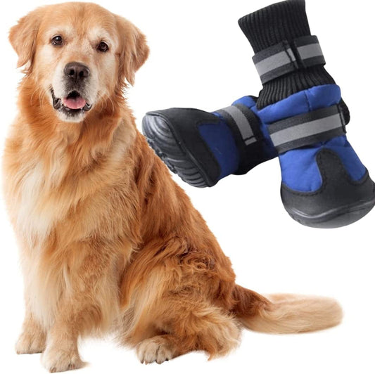 Shopipistic Multicolor Non-Slip Shoe Dog for Dog Leg Support Dog Shoes for Labrador and Medium/Large Dogs, Rubber Dog Boots with Adjustable Reflective Straps for Indoor/Outdoor 4 Pcs [Blue, Size 5] Animals & Pet Supplies > Pet Supplies > Dog Supplies > Dog Apparel Shopipistic   