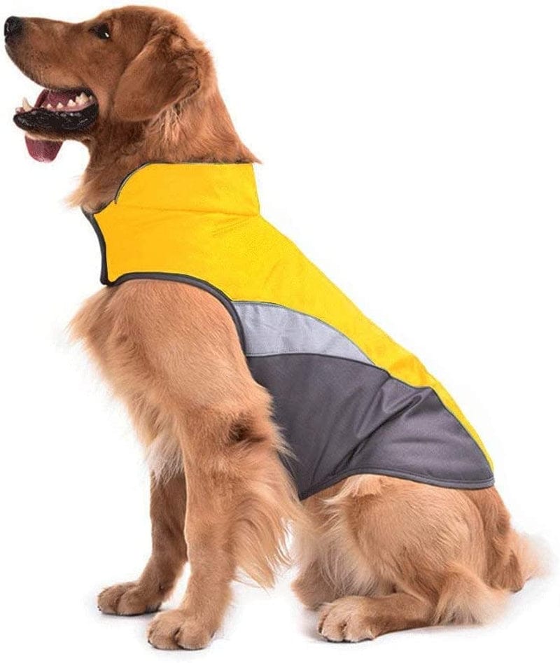 SILD Dog Jacket Outdoor Indoor Activities Waterproof Windproof Reflective Dog Cold Weather Winter Coat Dog Vest Autumn Pet Apparel for Small Medium Large Dog (M, Orange) Animals & Pet Supplies > Pet Supplies > Dog Supplies > Dog Apparel SILD Yellow XXXL(Chest:33.5'',Back:24'') 