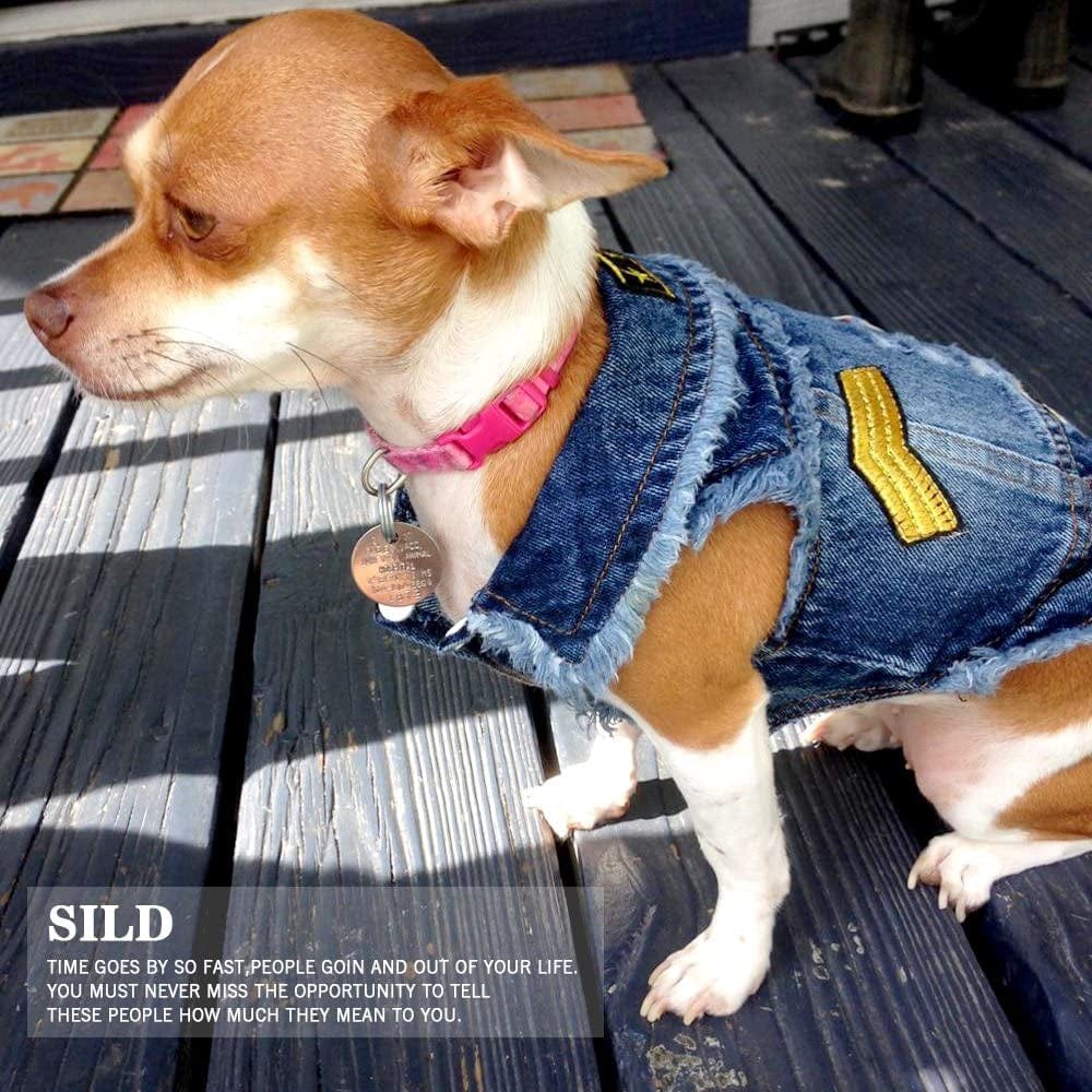SILD Pet Clothes Dog Jeans Jacket Cool Blue Denim Coat Small Medium Puppy Blue Vintage Washed Clothes Dogs Lapel Vests Classic Hoodies Animals & Pet Supplies > Pet Supplies > Dog Supplies > Dog Apparel SILD   