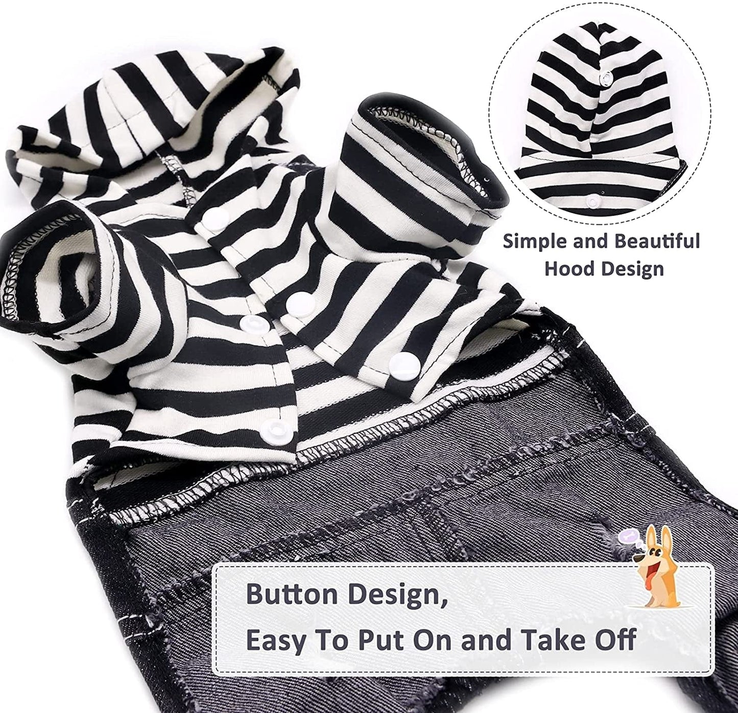 SILD Pet Denim Jumpsuit Dog Jeans Hoodies Cool Blue Coat Medium Small Dogs Classic Jacket Puppy Blue Vintage Washed Vests (S, Black) Animals & Pet Supplies > Pet Supplies > Dog Supplies > Dog Apparel SILD   