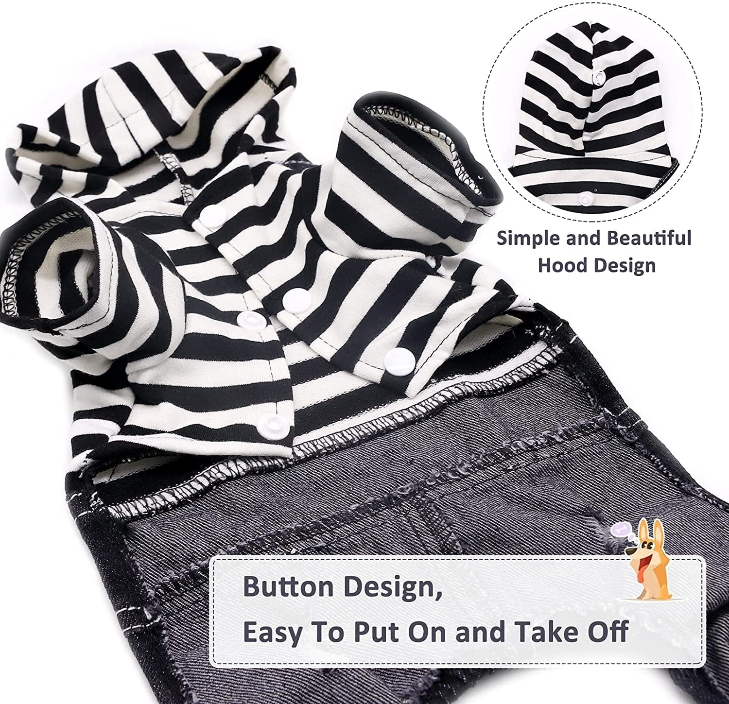 SILD Pet Denim Jumpsuit Dog Jeans Hoodies Cool Blue Coat Medium Small Dogs Classic Jacket Puppy Blue Vintage Washed Vests (S, Black) Animals & Pet Supplies > Pet Supplies > Dog Supplies > Dog Apparel SILD   