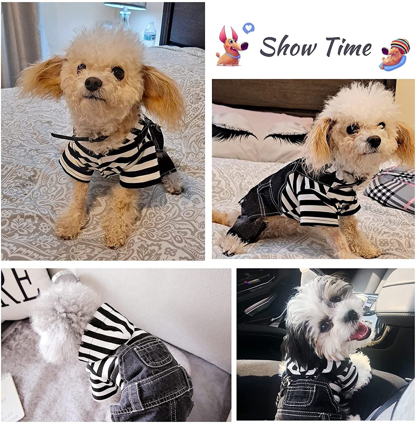 SILD Pet Denim Jumpsuit Dog Jeans Hoodies Cool Blue Coat Medium Small Dogs Classic Jacket Puppy Blue Vintage Washed Vests (S, Black) Animals & Pet Supplies > Pet Supplies > Dog Supplies > Dog Apparel SILD   