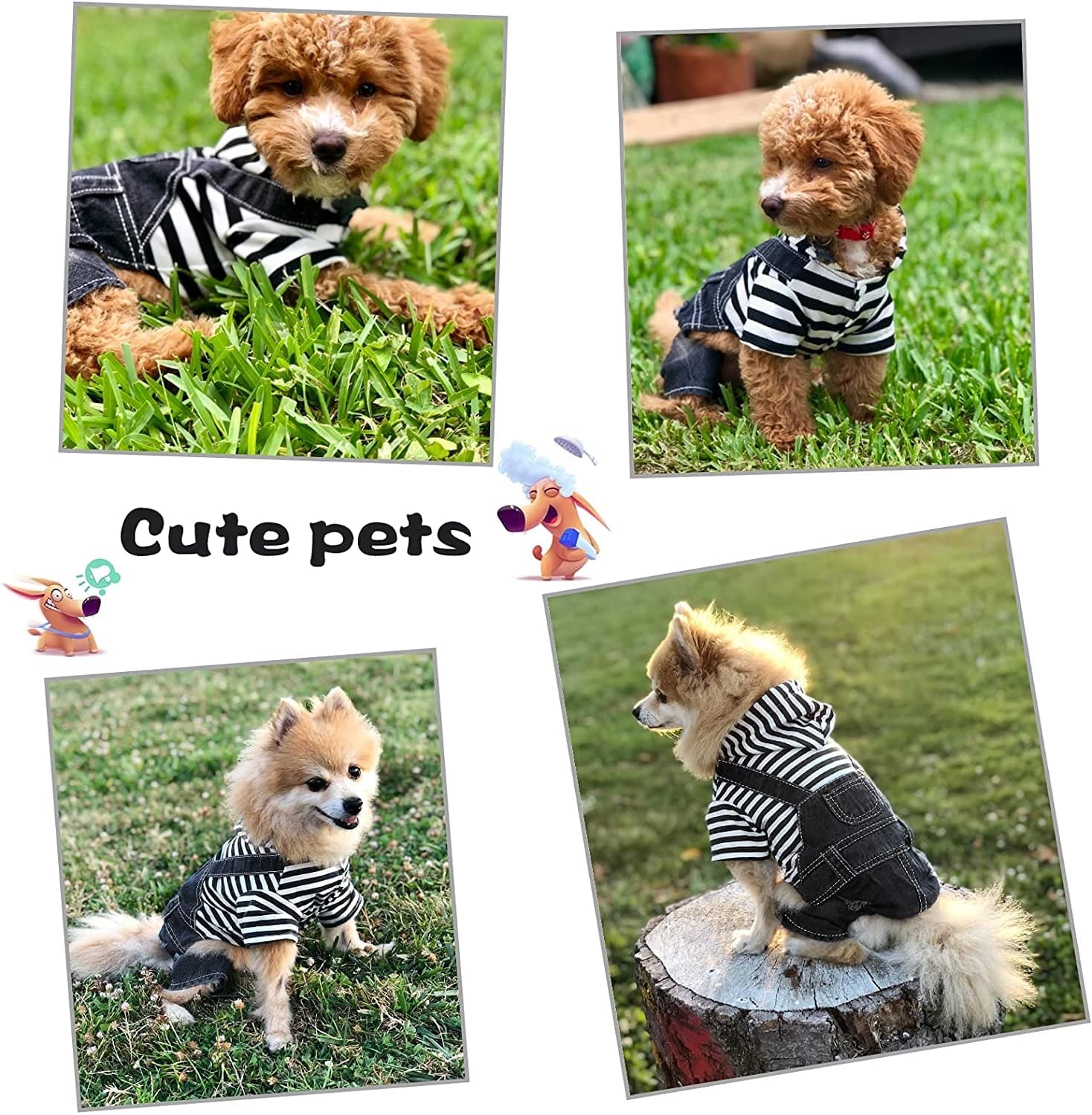 SILD Pet Denim Jumpsuit Dog Jeans Hoodies Cool Blue Coat Medium Small Dogs Classic Jacket Puppy Blue Vintage Washed Vests (S, Black) Animals & Pet Supplies > Pet Supplies > Dog Supplies > Dog Apparel SILD   