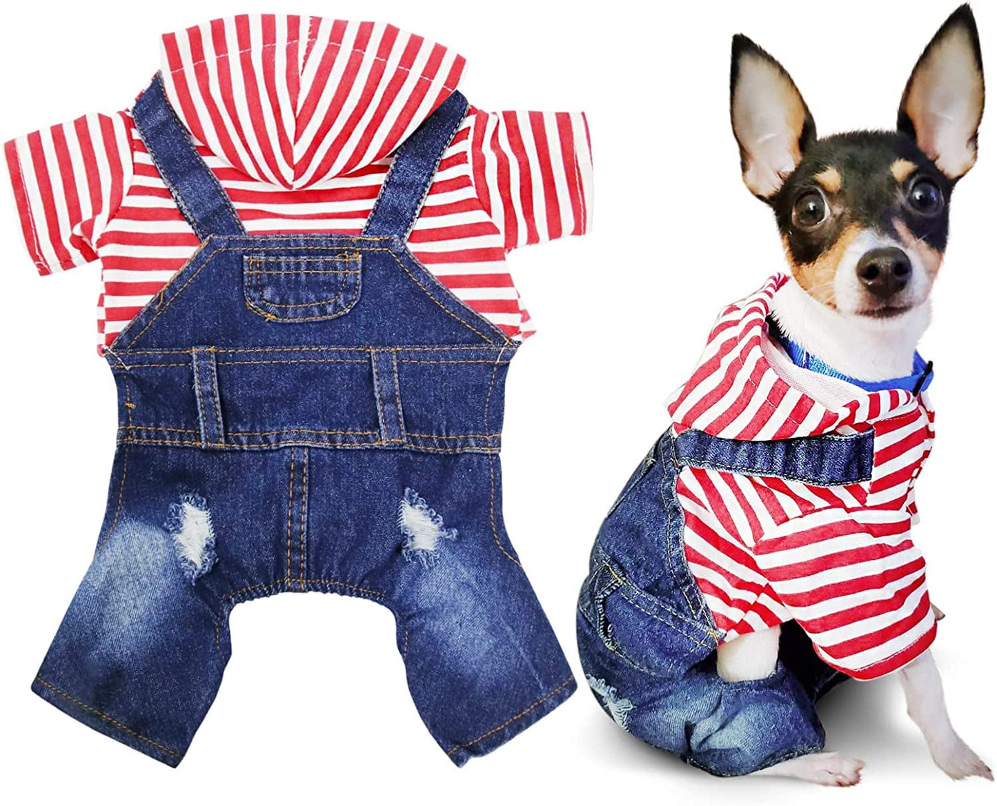 SILD Pet Denim Jumpsuit Dog Jeans Hoodies Cool Blue Coat Medium Small Dogs Classic Jacket Puppy Blue Vintage Washed Vests (S, Black) Animals & Pet Supplies > Pet Supplies > Dog Supplies > Dog Apparel SILD Red Medium 