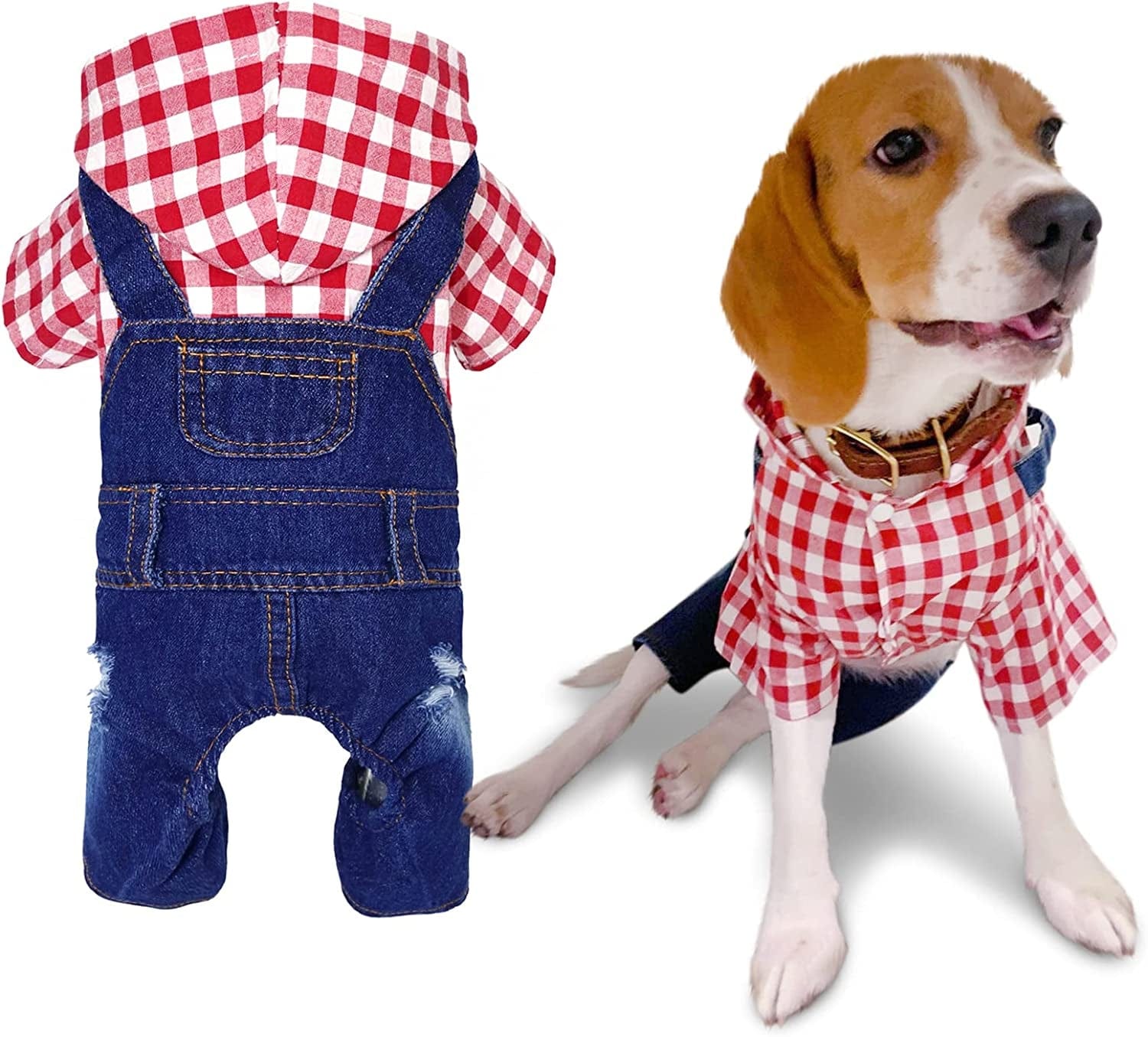 SILD Pet Denim Jumpsuit Dog Jeans Hoodies Cool Blue Coat Medium Small Dogs Classic Jacket Puppy Blue Vintage Washed Vests (S, Black) Animals & Pet Supplies > Pet Supplies > Dog Supplies > Dog Apparel SILD Red 1 Medium 