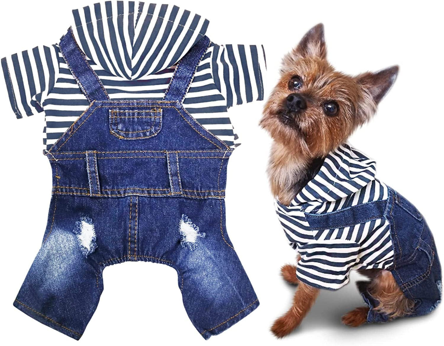 SILD Pet Denim Jumpsuit Dog Jeans Hoodies Cool Blue Coat Medium Small Dogs Classic Jacket Puppy Blue Vintage Washed Vests (S, Black) Animals & Pet Supplies > Pet Supplies > Dog Supplies > Dog Apparel SILD Blue XL 