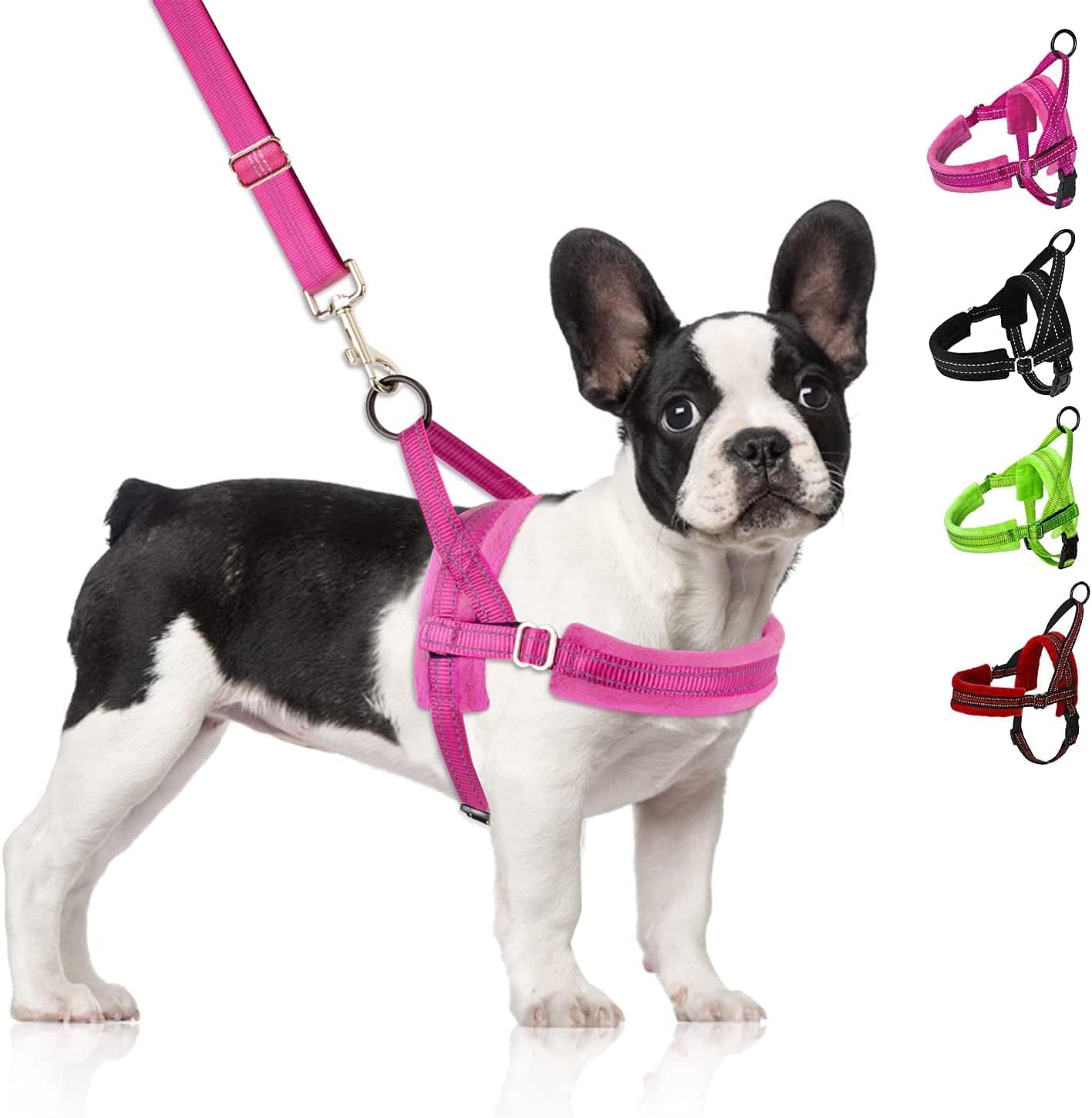 Slowton No Pull Small Dog Harness and Leash Set, Puppy Soft Vest Harness Neck & Chest Adjustable, Reflective Lightweight Harness & Anti-Twist Pet Lead Combo for Small Medium Dogs (Fuchsia, XXS) Animals & Pet Supplies > Pet Supplies > Dog Supplies > Dog Apparel SlowTon A-Fuchsia Large (Chest 26.7-36.2") 