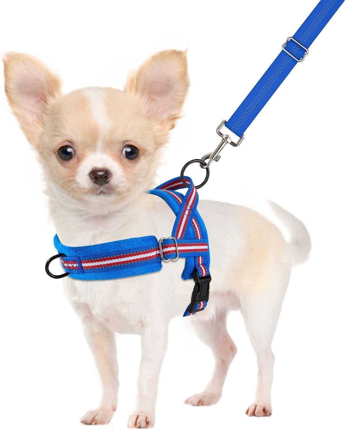 Slowton No Pull Small Dog Harness and Leash Set, Puppy Soft Vest Harness Neck & Chest Adjustable, Reflective Lightweight Harness & Anti-Twist Pet Lead Combo for Small Medium Dogs (Fuchsia, XXS) Animals & Pet Supplies > Pet Supplies > Dog Supplies > Dog Apparel SlowTon B-Dark Blue - With Front Clip X-Small (Chest 14.0-18.0") 