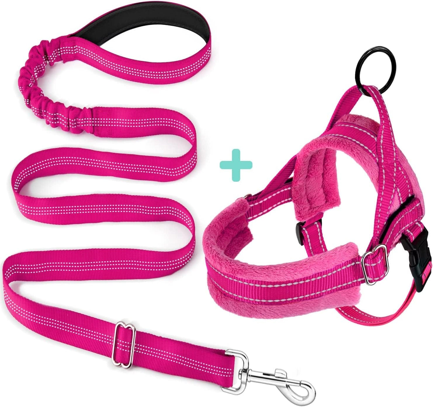 Slowton No Pull Small Dog Harness and Leash Set, Puppy Soft Vest Harness Neck & Chest Adjustable, Reflective Lightweight Harness & Anti-Twist Pet Lead Combo for Small Medium Dogs (Fuchsia, XXS) Animals & Pet Supplies > Pet Supplies > Dog Supplies > Dog Apparel SlowTon   