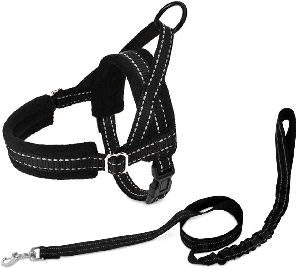 Slowton No Pull Small Dog Harness and Leash Set, Puppy Soft Vest Harness Neck & Chest Adjustable, Reflective Lightweight Harness & Anti-Twist Pet Lead Combo for Small Medium Dogs (Fuchsia, XXS) Animals & Pet Supplies > Pet Supplies > Dog Supplies > Dog Apparel SlowTon A-Black Large (Chest 26.7-36.2") 