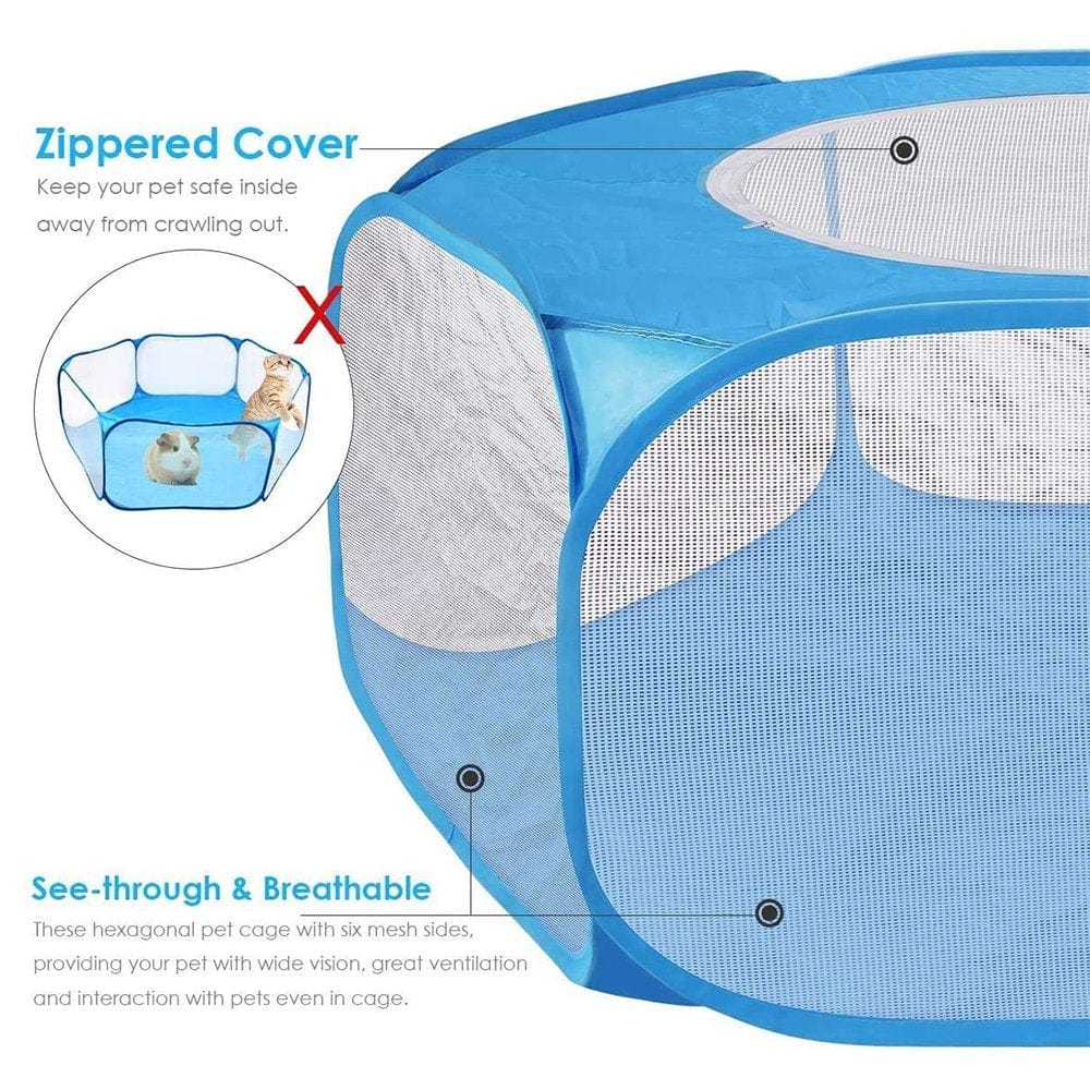 Small Animal Playpen, Waterproof Small Pet Cage Tent Portable Outdoor Exercise Yard Fence with Top Cover anti Escape Yard Fence for Kitten/Cat/Rabbits/Bunny/Hamster/Guinea Pig/Chinchillas Animals & Pet Supplies > Pet Supplies > Dog Supplies > Dog Kennels & Runs Xelparuc   