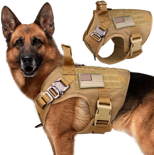 Stpiatue Tactical Dog Harness Vest Escape Proof Harness Military Vest No Pulling K9 Working Training Pet Vest for Medium Large Dogs(L) Animals & Pet Supplies > Pet Supplies > Dog Supplies > Dog Apparel Stpiatue M (Neck girth: 16"-25", Chest girth: 24"-36")  