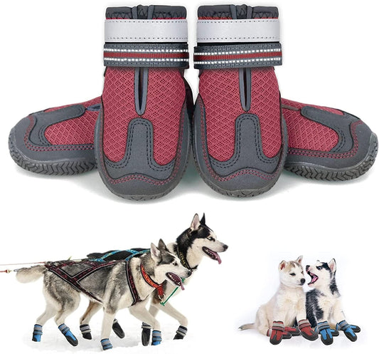 Summer Dog Shoes for Hot Pavement Small Medium Large Dogs Heat Resistant Booties for Hardwood Floors Mesh Breathable Nonslip with Reflective Straps 4PCS Animals & Pet Supplies > Pet Supplies > Dog Supplies > Dog Apparel KEIYALOE Red Size 3: 2.95" x 1.97" (L*W) for 29-36 lbs 