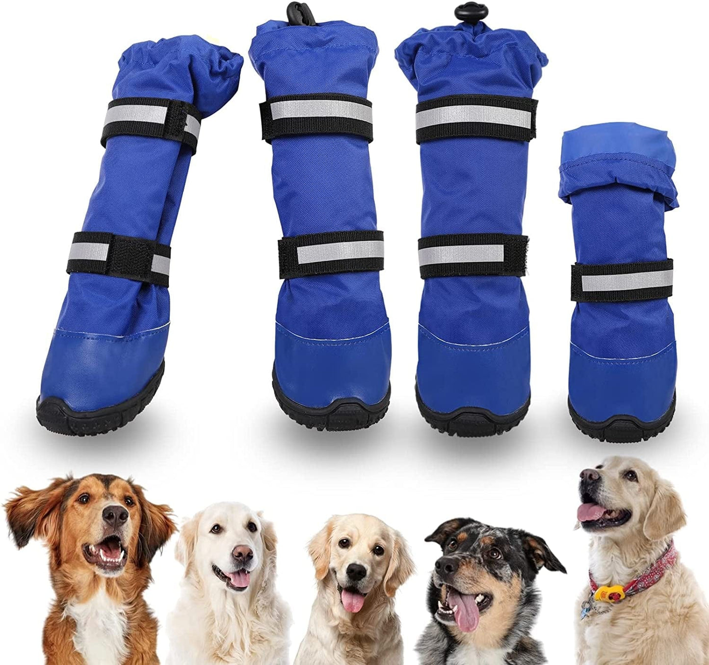 SUNFURA Dog Rain Boots with Warm Fleece, Waterproof and Skid-Proof Medium Large Dog Shoes with Reflective Straps and Rugged Sole, Pet Snow Booties Winter Paw Protector for Outdoor Running Hiking Animals & Pet Supplies > Pet Supplies > Dog Supplies > Dog Apparel SUNFURA Blue(No Fleece) S 
