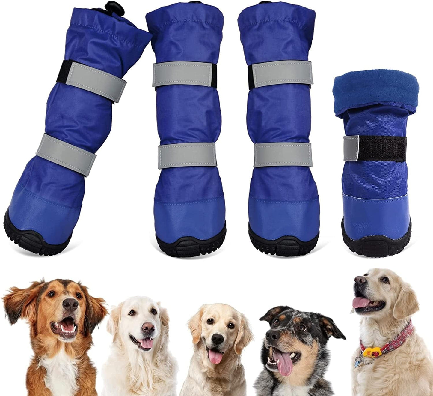 SUNFURA Dog Rain Boots with Warm Fleece, Waterproof and Skid-Proof Medium Large Dog Shoes with Reflective Straps and Rugged Sole, Pet Snow Booties Winter Paw Protector for Outdoor Running Hiking Animals & Pet Supplies > Pet Supplies > Dog Supplies > Dog Apparel SUNFURA Blue XL 