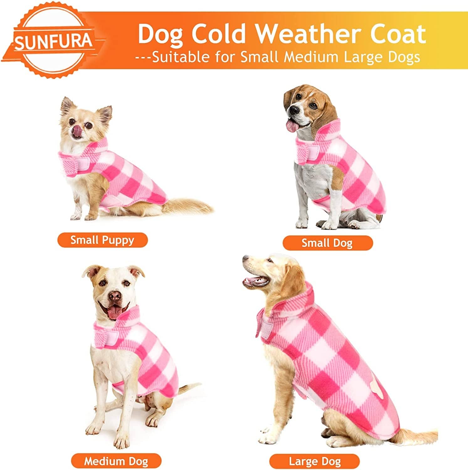 SUNFURA Plaid Dog Coat, British Style Dog Winter Jacket Outdoor Dog Vest with Windproof Collar and Leash Hole, Buffalo Plaid Dog Cold Weather Coats Warm Clothes Pet Apparel for Small Medium Large Dogs Animals & Pet Supplies > Pet Supplies > Dog Supplies > Dog Apparel SUNFURA   