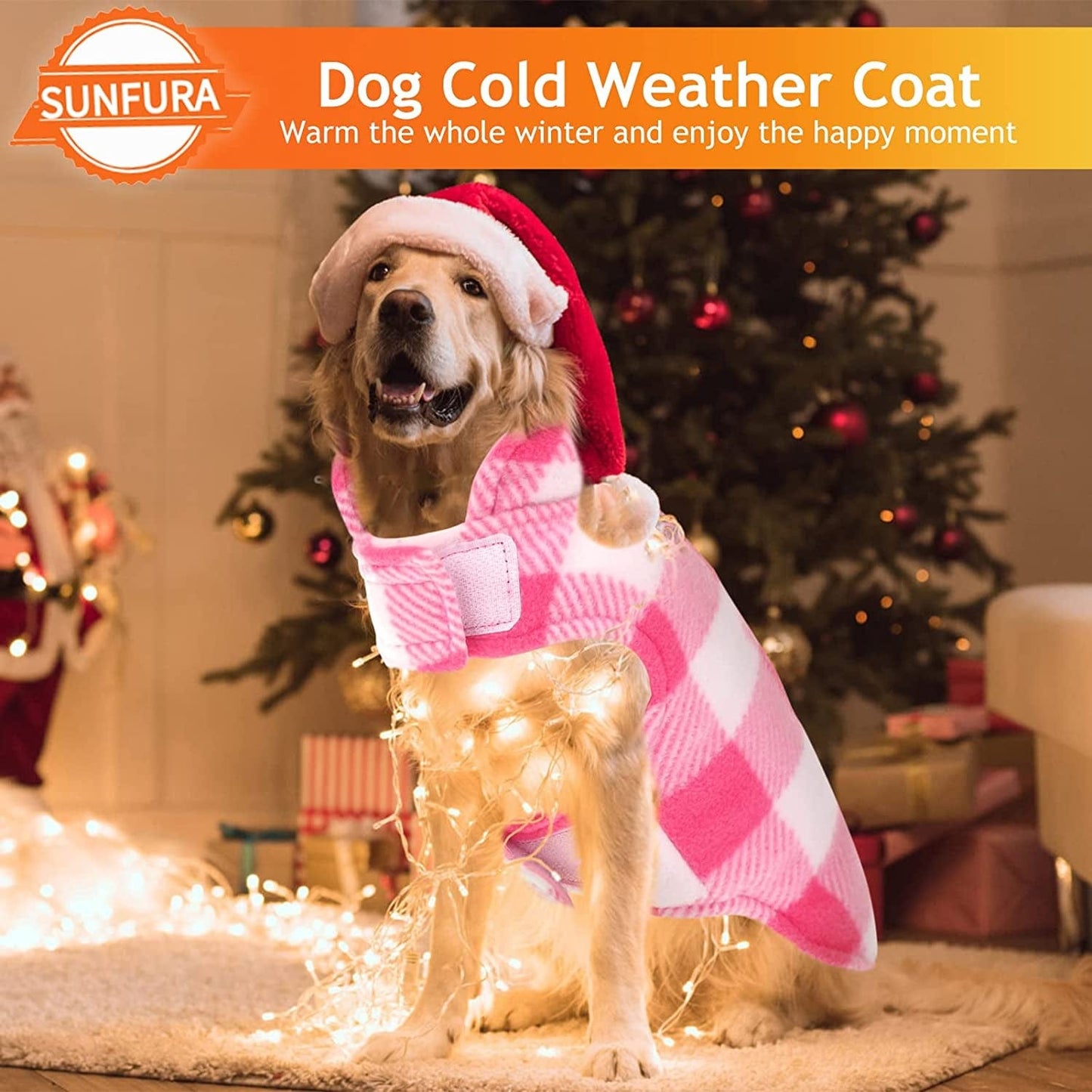 SUNFURA Plaid Dog Coat, British Style Dog Winter Jacket Outdoor Dog Vest with Windproof Collar and Leash Hole, Buffalo Plaid Dog Cold Weather Coats Warm Clothes Pet Apparel for Small Medium Large Dogs Animals & Pet Supplies > Pet Supplies > Dog Supplies > Dog Apparel SUNFURA   